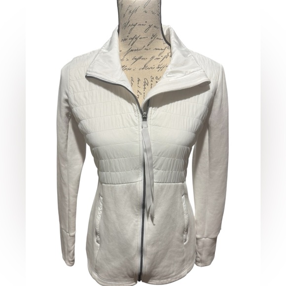 CALIA Women's Mixed Media Fill Zip Lightweight Jacket Pure White Size Small - Picture 1 of 10